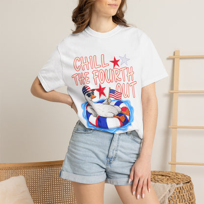 Fourth of July T-Shirt — "Chill the Fourth Out" Patriotic Pool Float Tee
