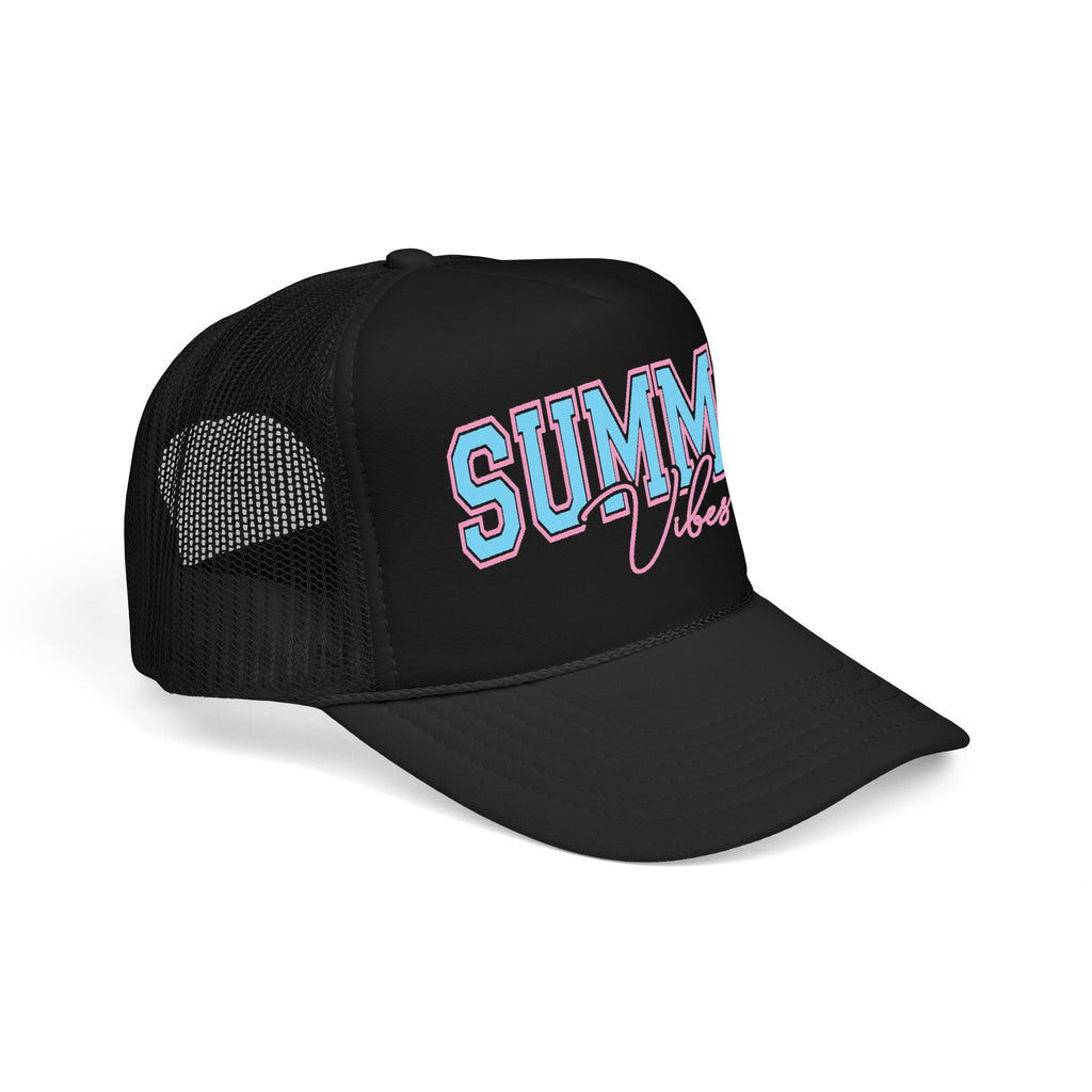 Summer Vibes Trucker Hat — Retro Pastel Foam Cap for Beach, Pool & Vacation