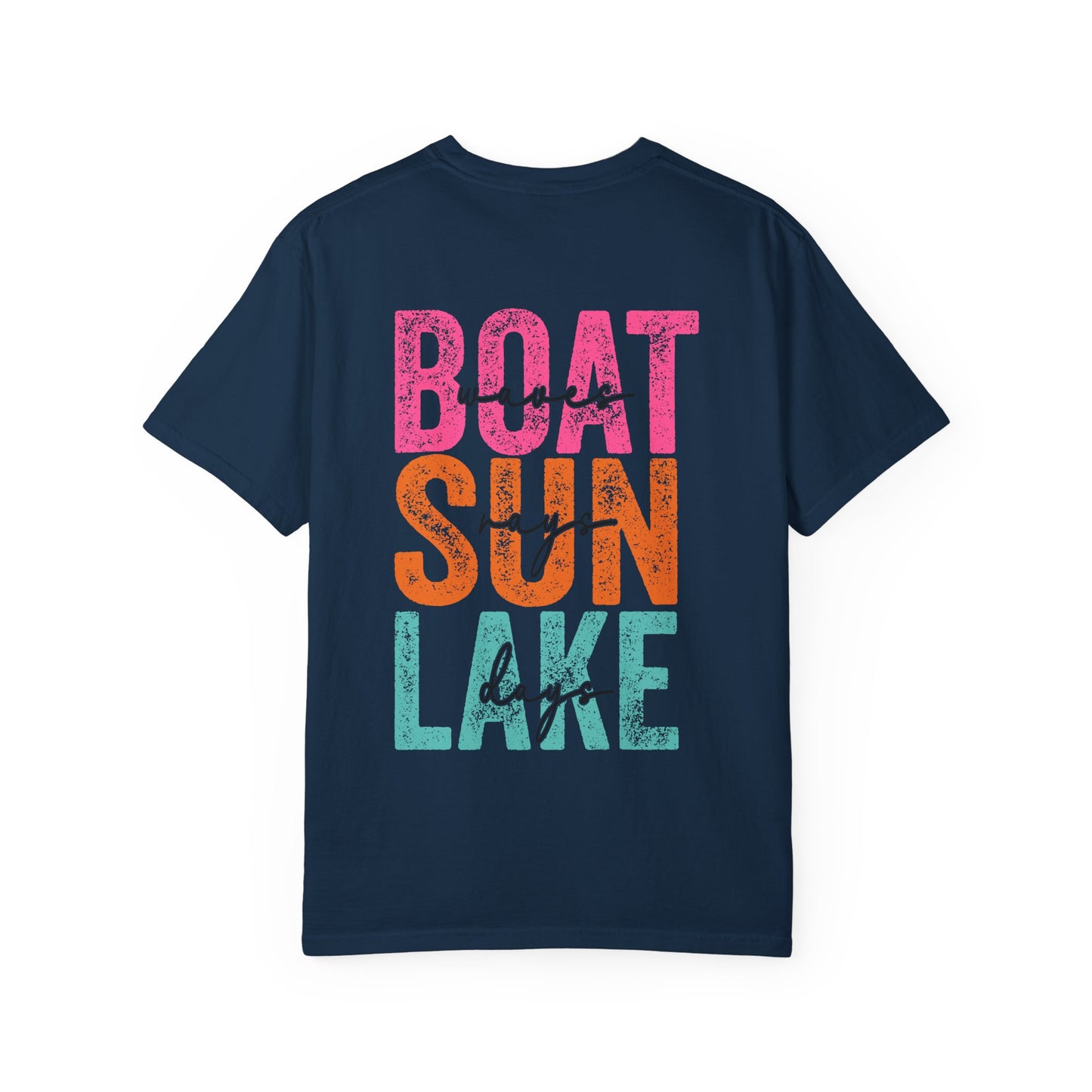 Lake Days T-Shirt — "Boat Waves Sun Rays" Retro Smile Graphic