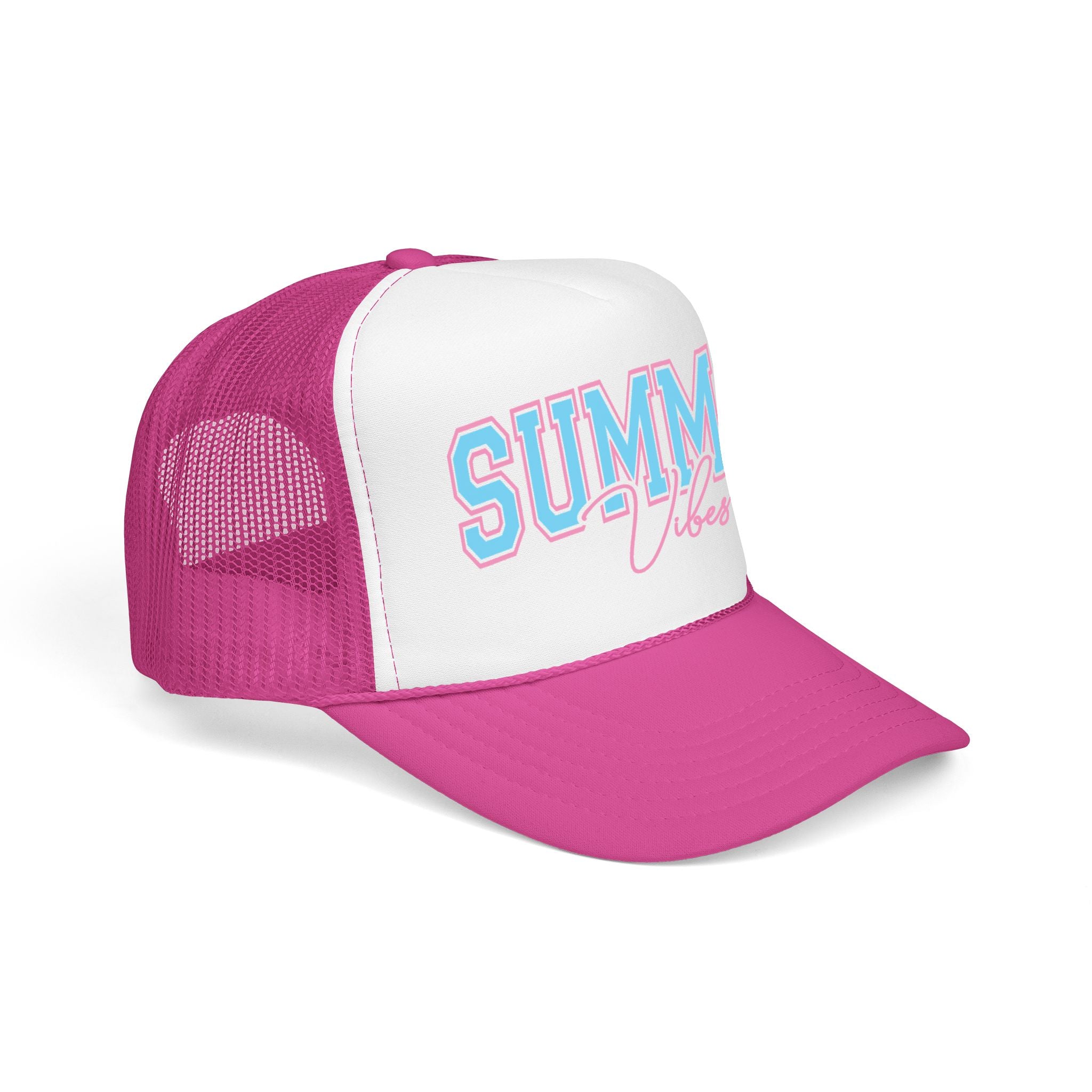 Summer Vibes Trucker Hat — Retro Pastel Foam Cap for Beach, Pool & Vacation