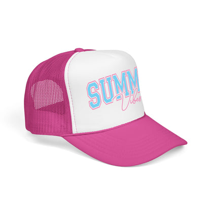 Summer Vibes Trucker Hat — Retro Pastel Foam Cap for Beach, Pool & Vacation
