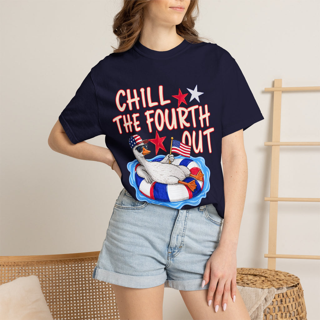 Fourth of July T-Shirt — "Chill the Fourth Out" Patriotic Pool Float Tee