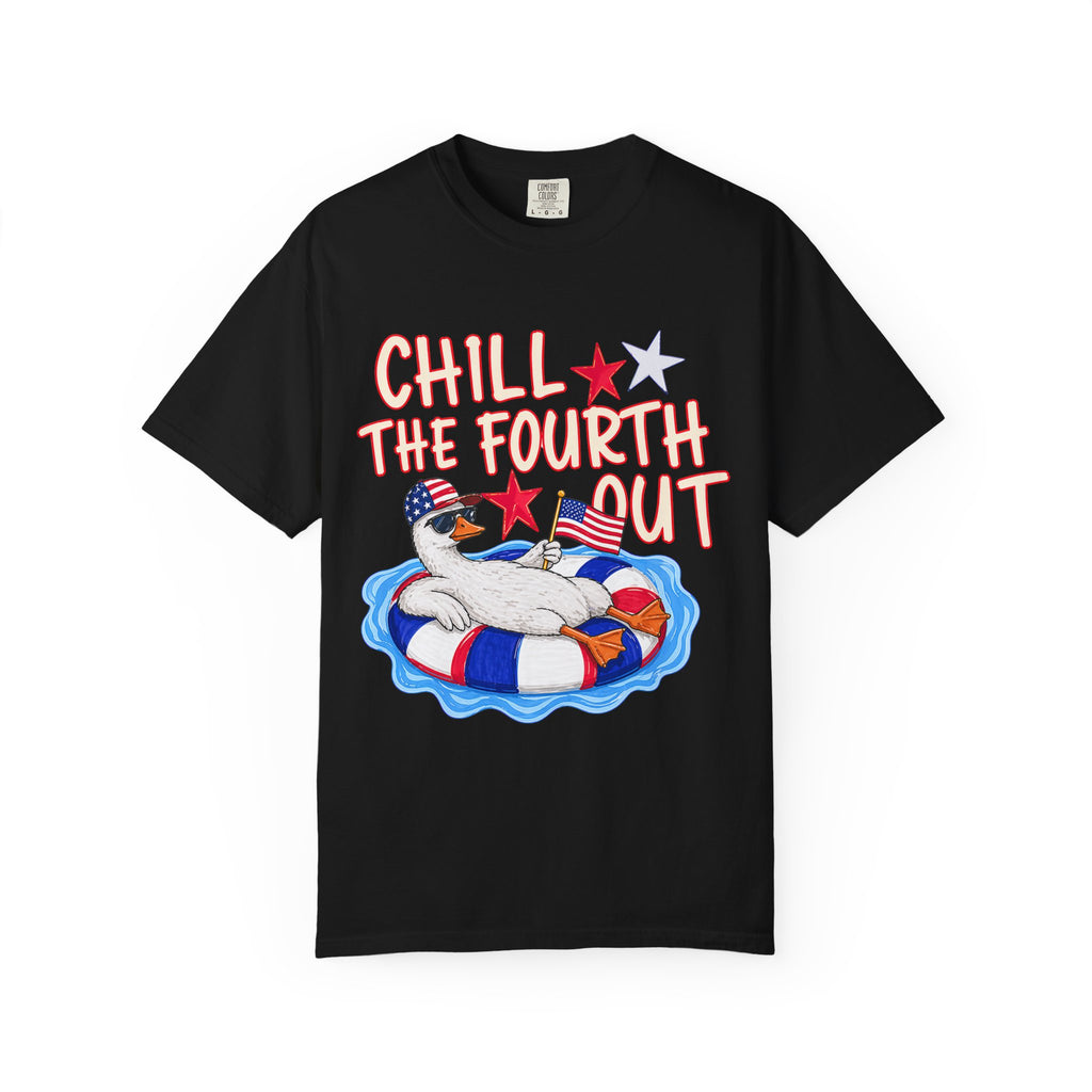 Fourth of July T-Shirt — "Chill the Fourth Out" Patriotic Pool Float Tee