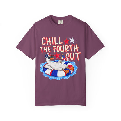Fourth of July T-Shirt — "Chill the Fourth Out" Patriotic Pool Float Tee
