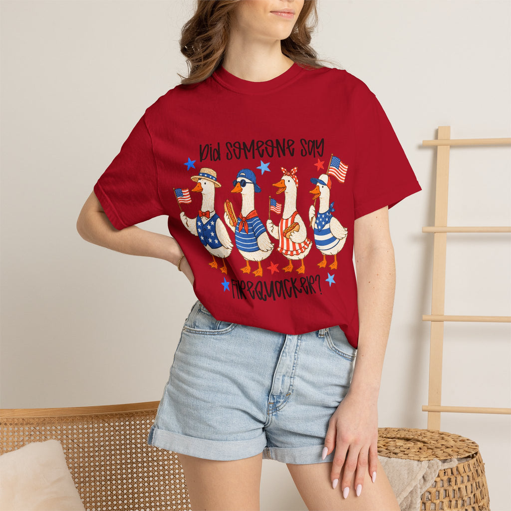Patriotic 'Did Someone Say Firequacker?' T-Shirt