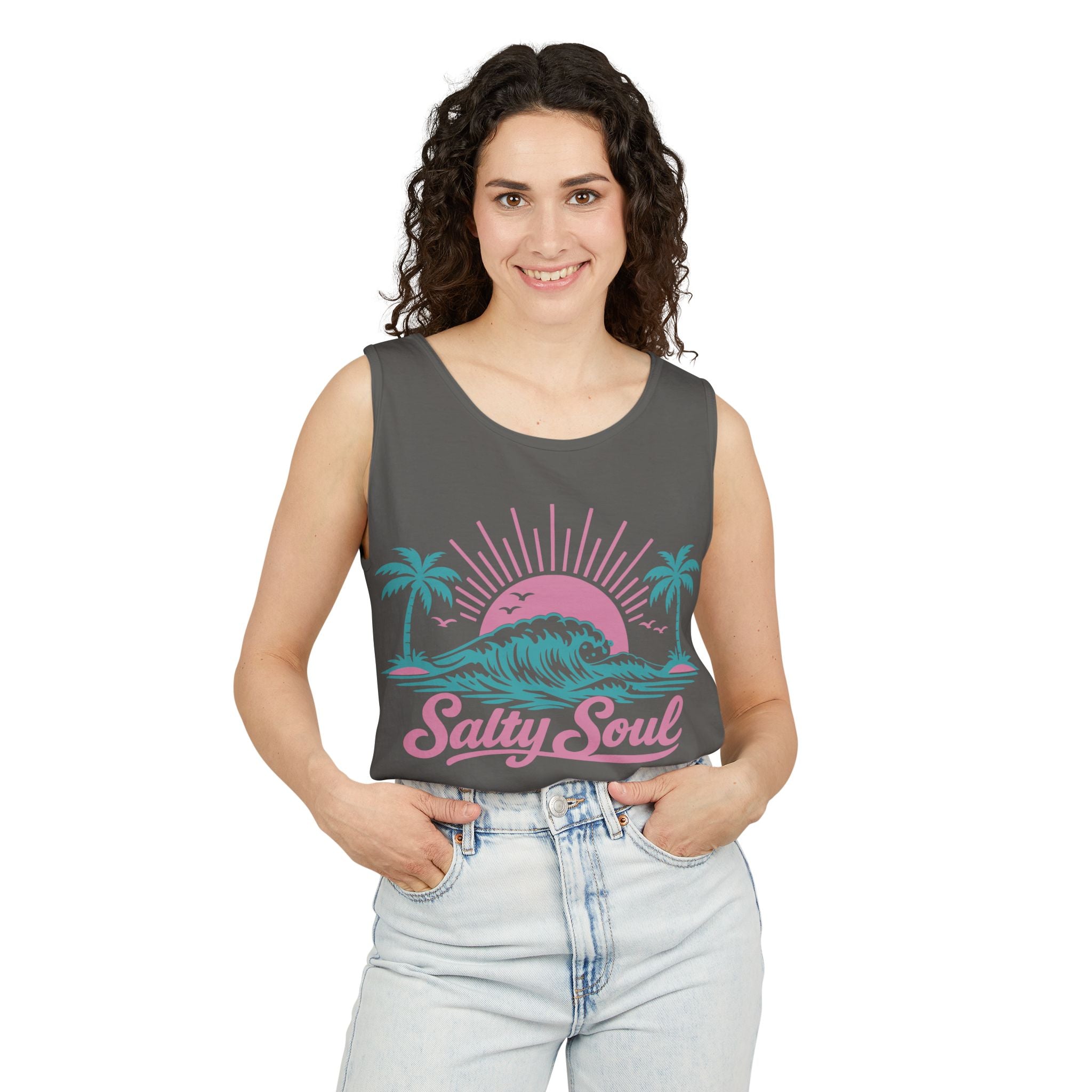 Salty Soul Beach Tank — Retro Surf Graphic Tank Top