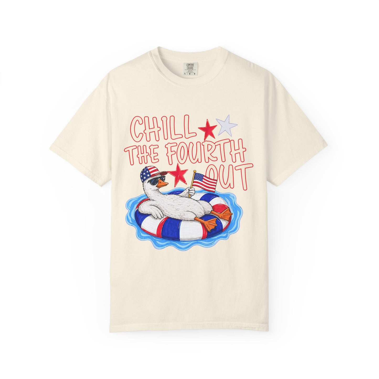 Fourth of July T-Shirt — "Chill the Fourth Out" Patriotic Pool Float Tee