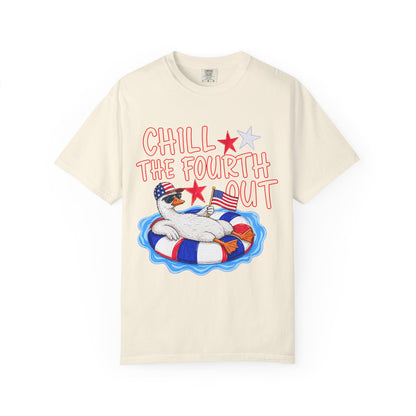 Fourth of July T-Shirt — "Chill the Fourth Out" Patriotic Pool Float Tee