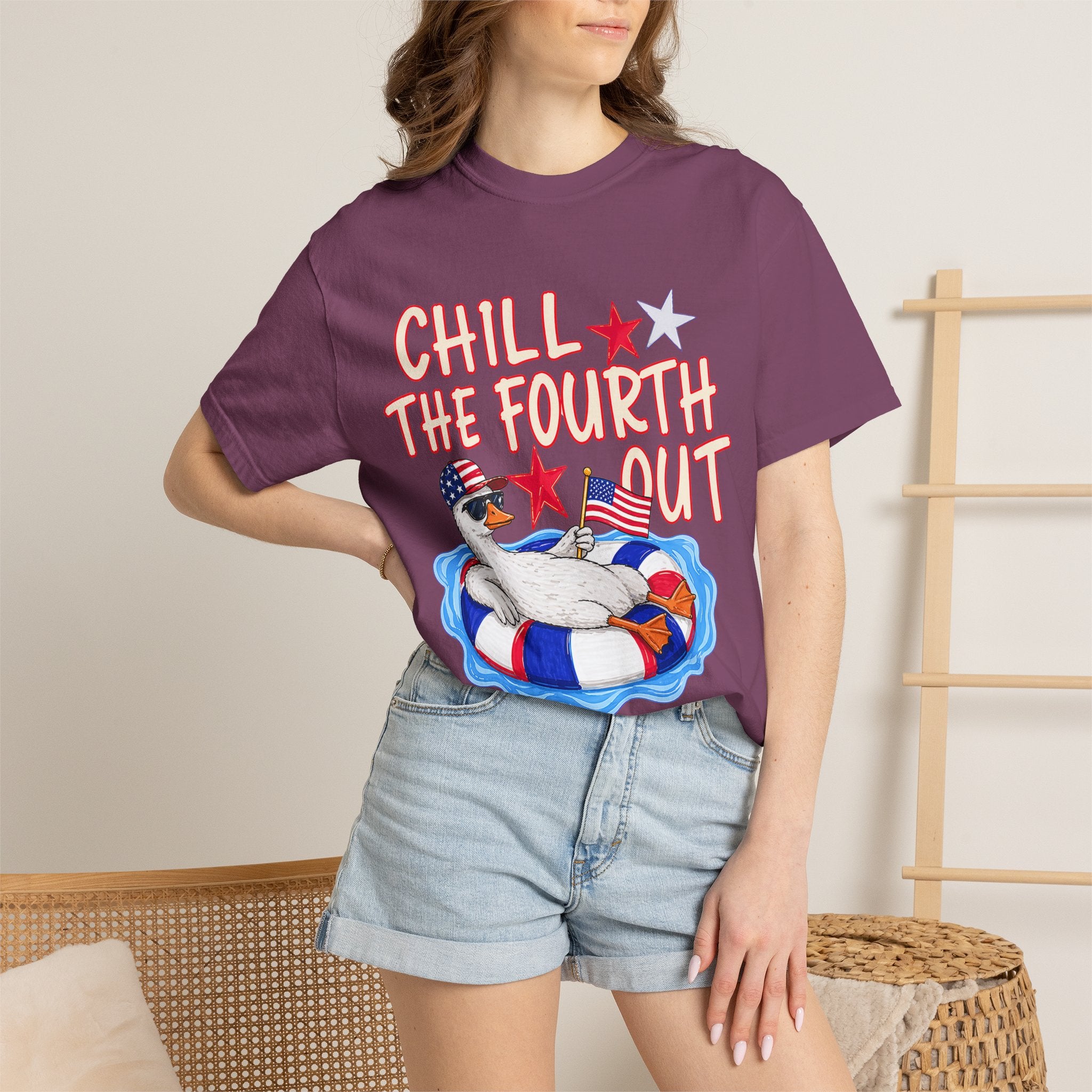 Fourth of July T-Shirt — "Chill the Fourth Out" Patriotic Pool Float Tee