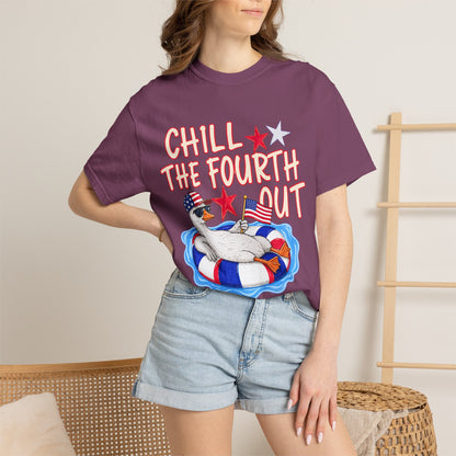 Fourth of July T-Shirt — "Chill the Fourth Out" Patriotic Pool Float Tee