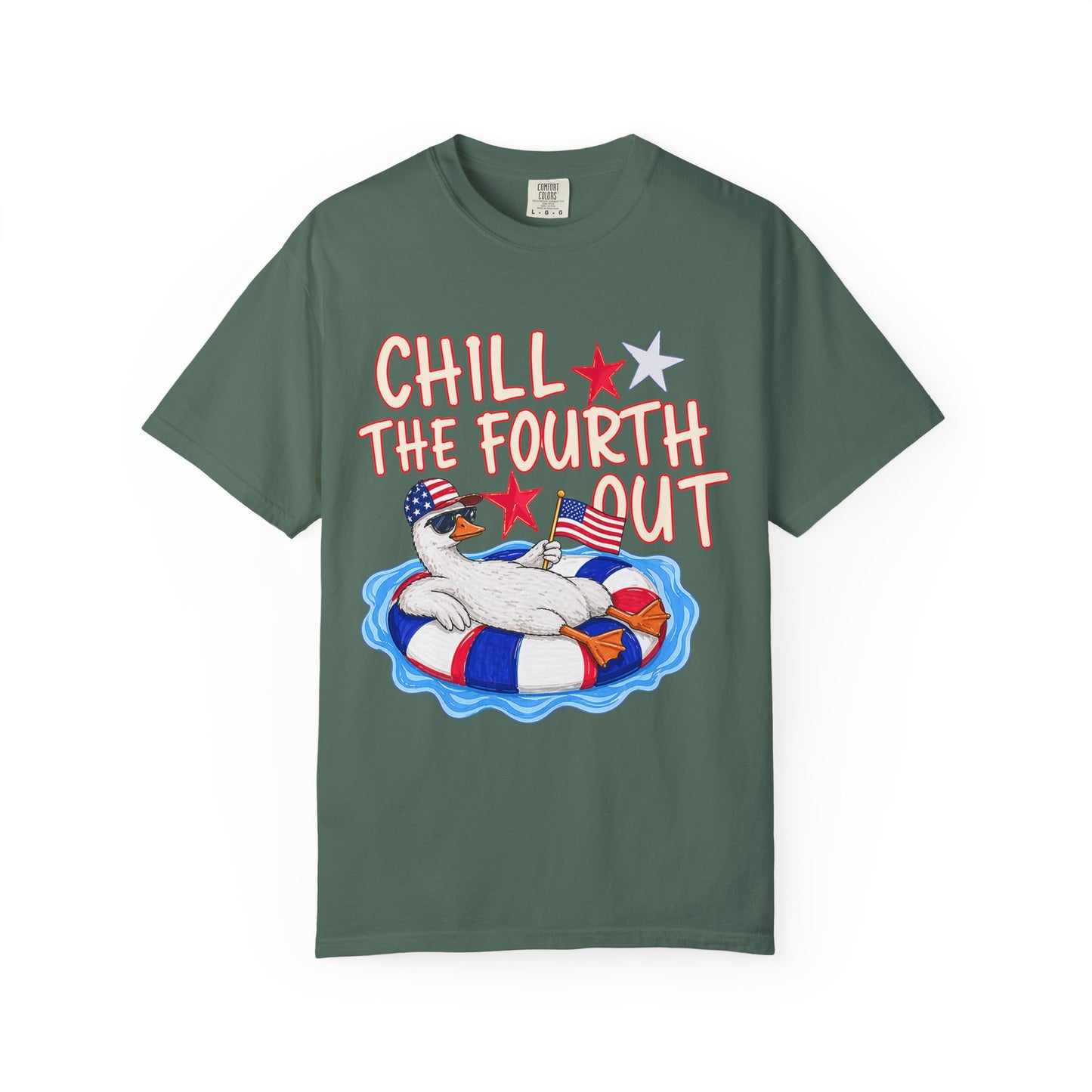 Fourth of July T-Shirt — "Chill the Fourth Out" Patriotic Pool Float Tee