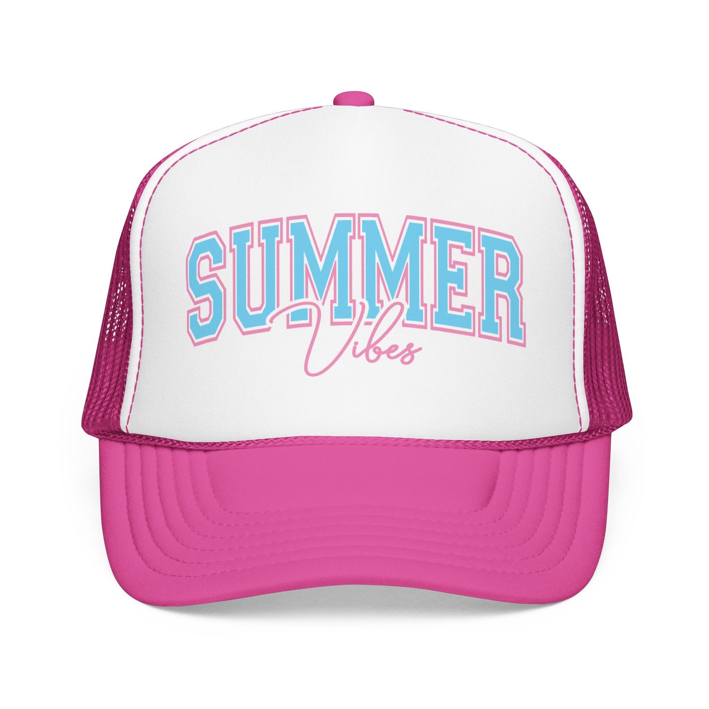 Summer Vibes Trucker Hat — Retro Pastel Foam Cap for Beach, Pool & Vacation