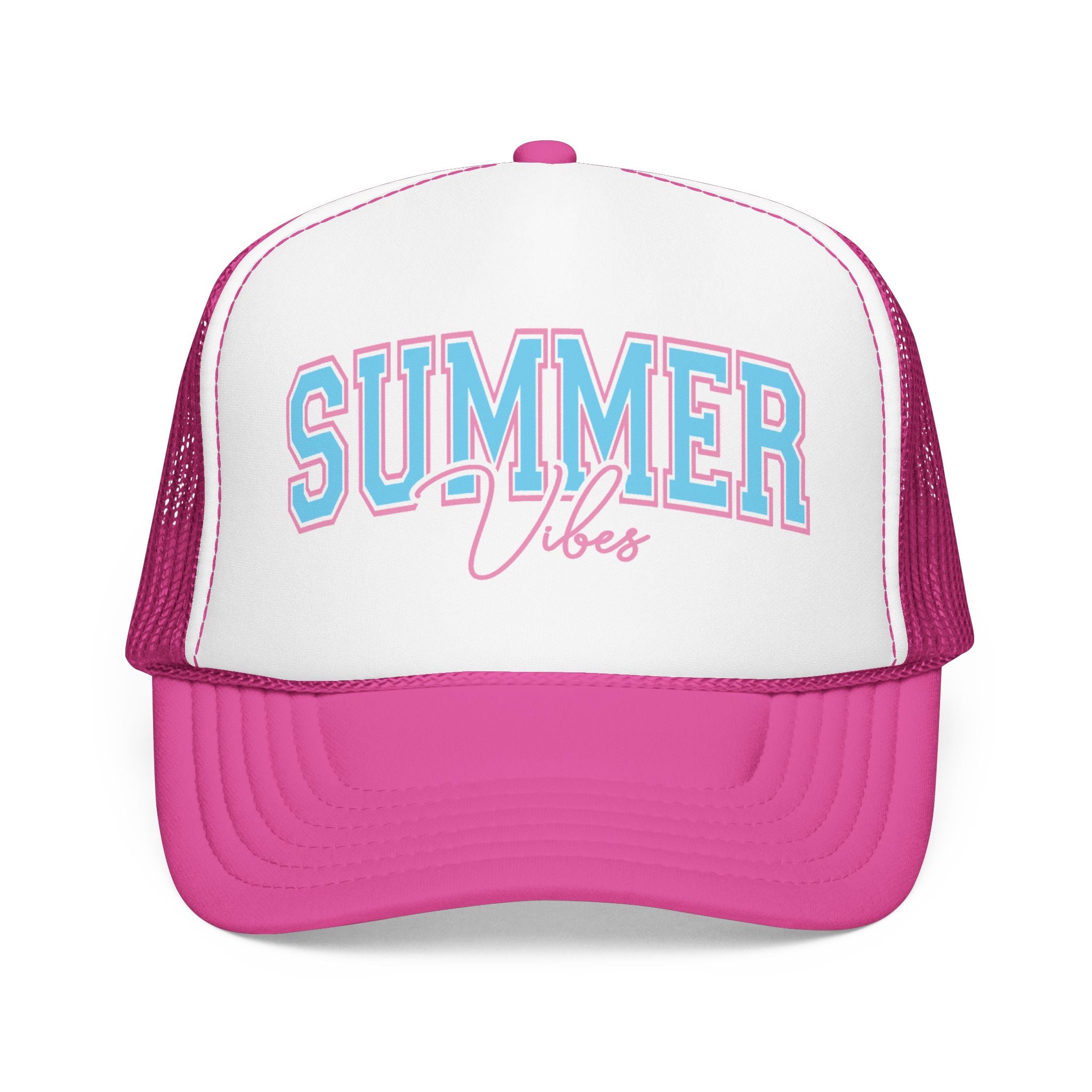 Summer Vibes Trucker Hat — Retro Pastel Foam Cap for Beach, Pool & Vacation