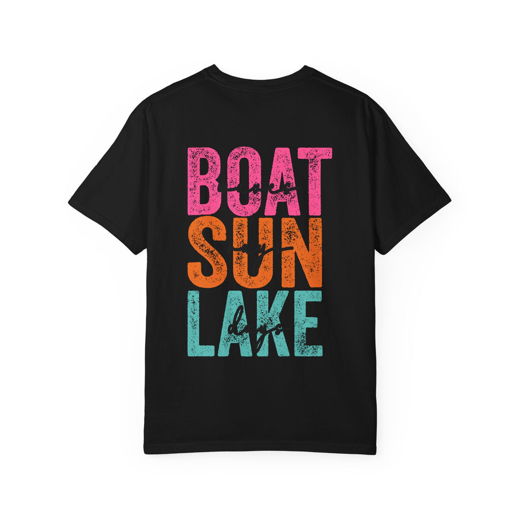 Lake Days T-Shirt — "Boat Waves Sun Rays" Retro Smile Graphic