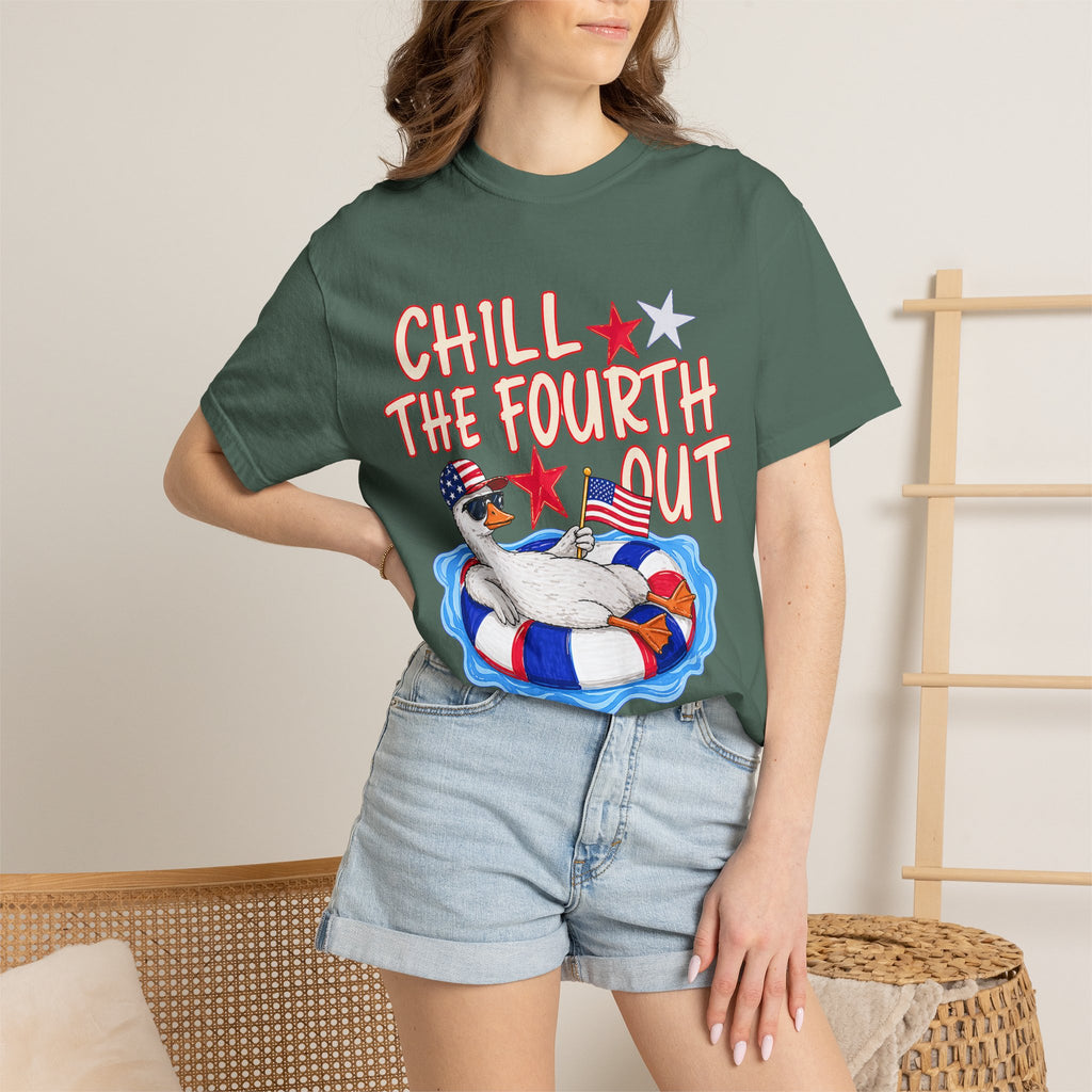 Fourth of July T-Shirt — "Chill the Fourth Out" Patriotic Pool Float Tee