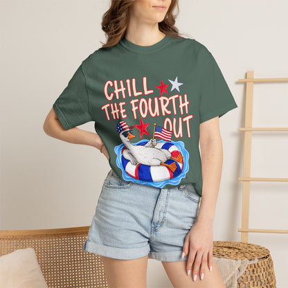 Fourth of July T-Shirt — "Chill the Fourth Out" Patriotic Pool Float Tee
