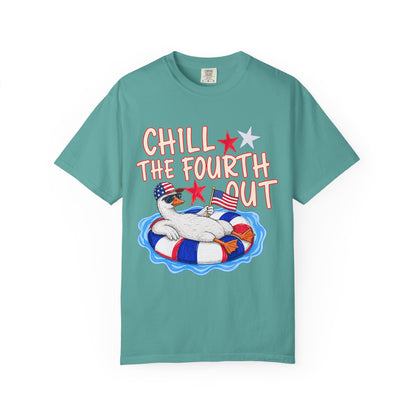 Fourth of July T-Shirt — "Chill the Fourth Out" Patriotic Pool Float Tee