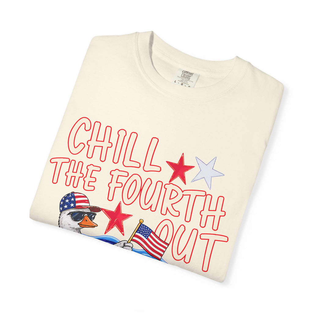 Fourth of July T-Shirt — "Chill the Fourth Out" Patriotic Pool Float Tee