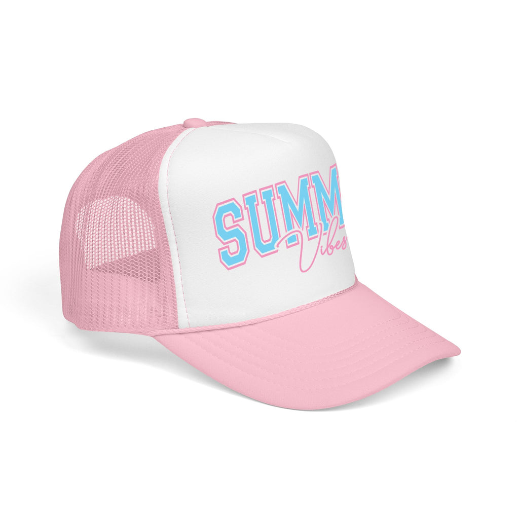 Summer Vibes Trucker Hat — Retro Pastel Foam Cap for Beach, Pool & Vacation