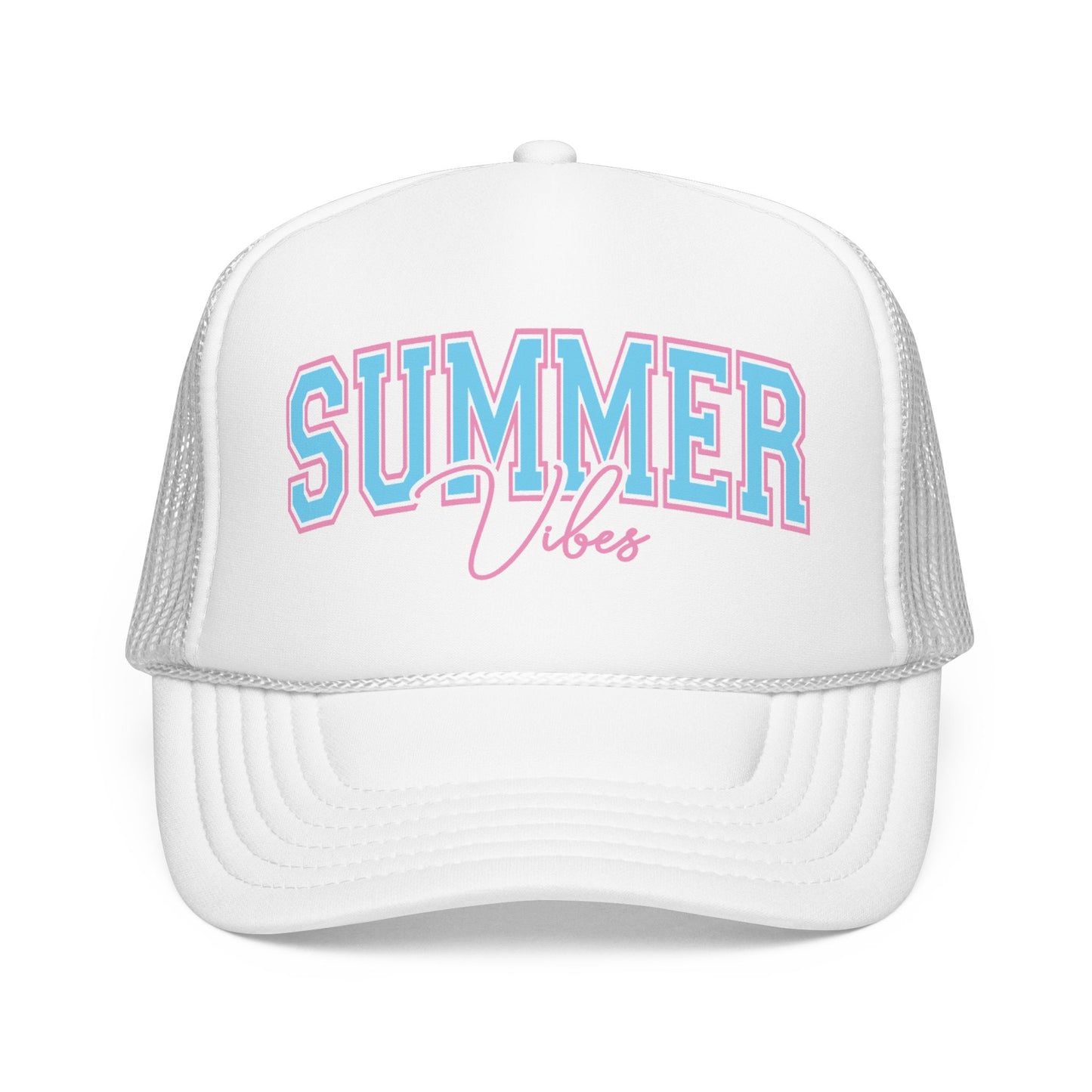 Summer Vibes Trucker Hat — Retro Pastel Foam Cap for Beach, Pool & Vacation
