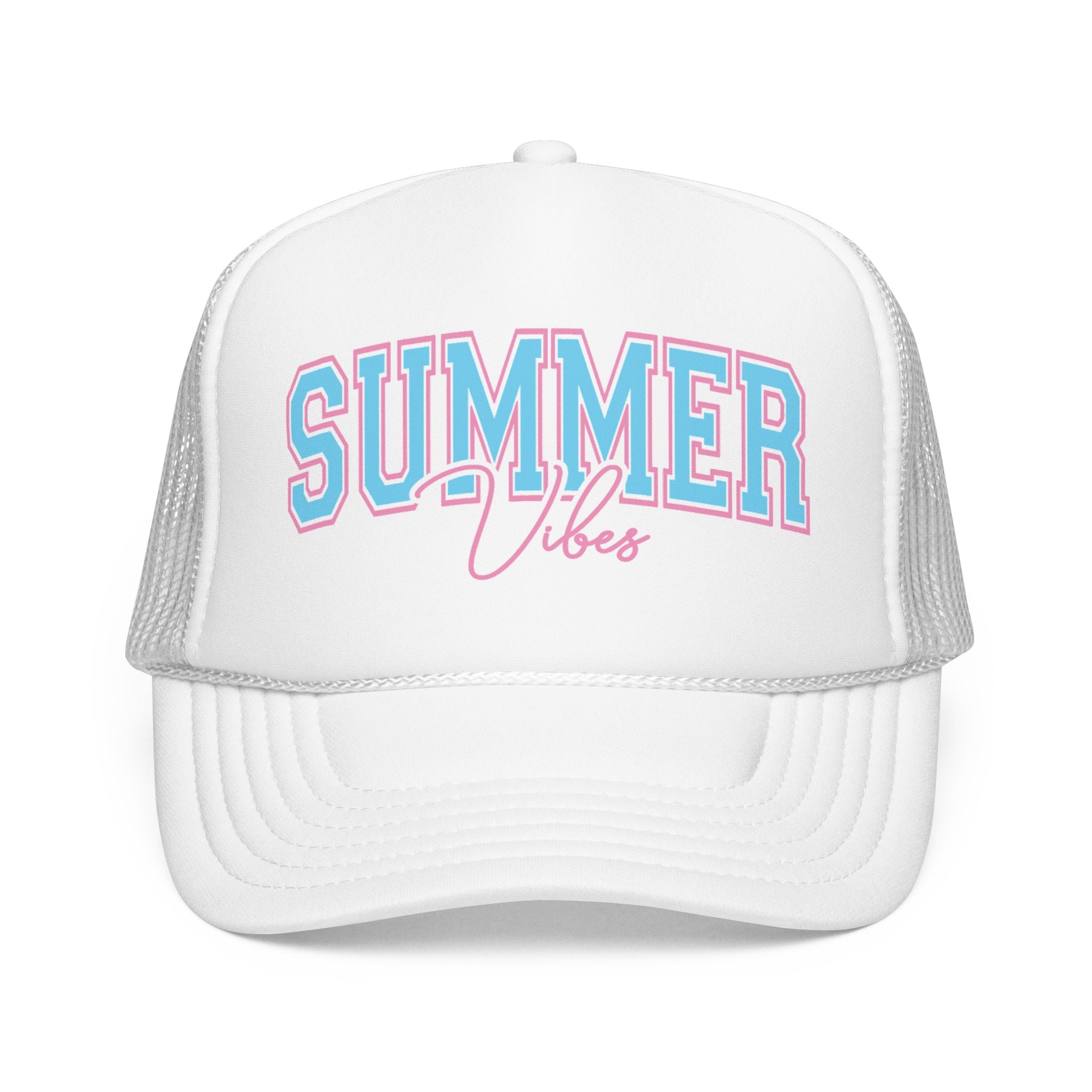 Summer Vibes Trucker Hat — Retro Pastel Foam Cap for Beach, Pool & Vacation