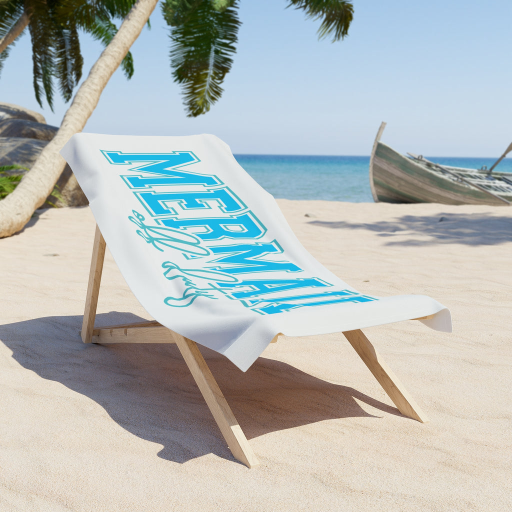 Mermaid Off Duty Beach Towel — Cute Aqua Beach Towel for Summer & Vacation