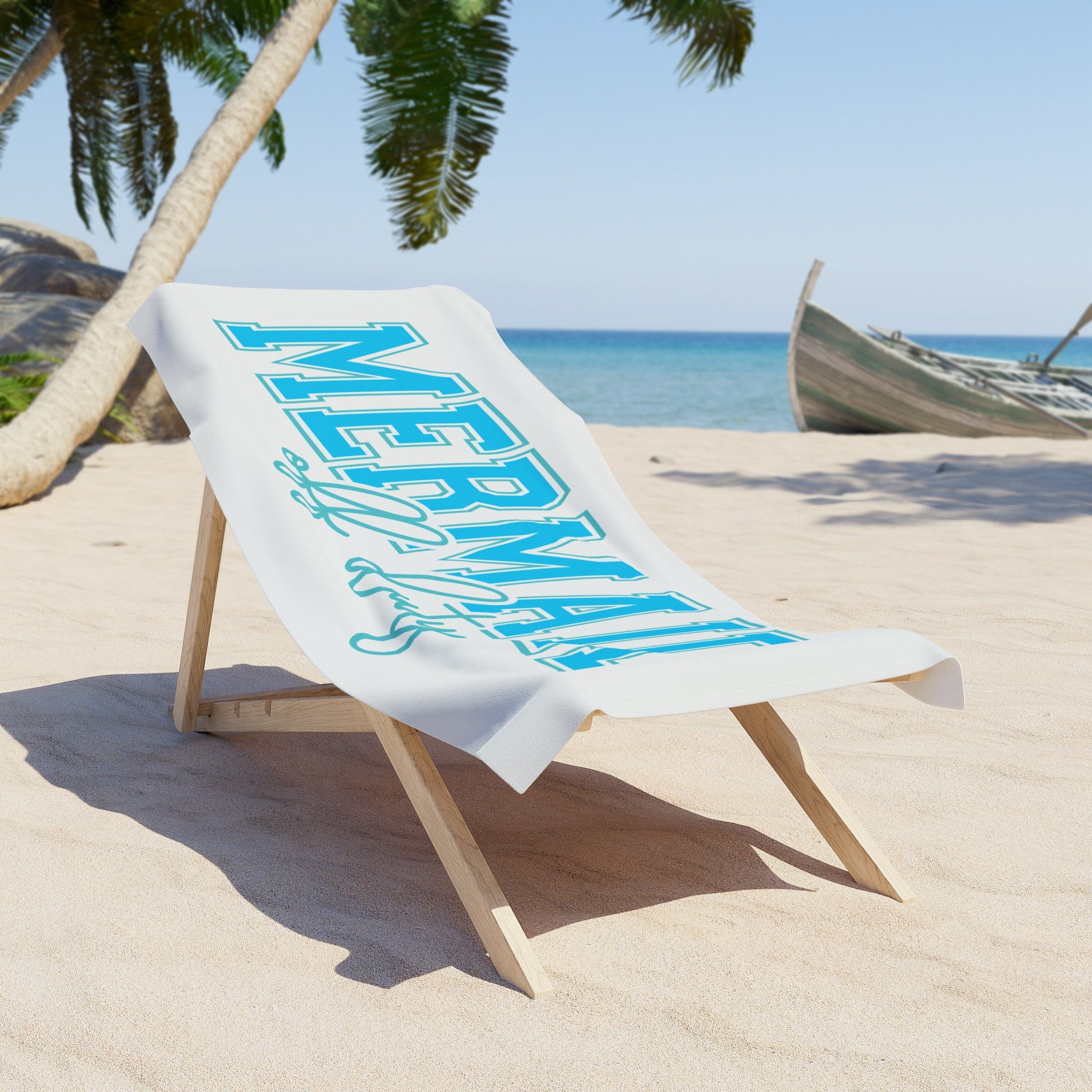 Mermaid Off Duty Beach Towel — Cute Aqua Beach Towel for Summer & Vacation