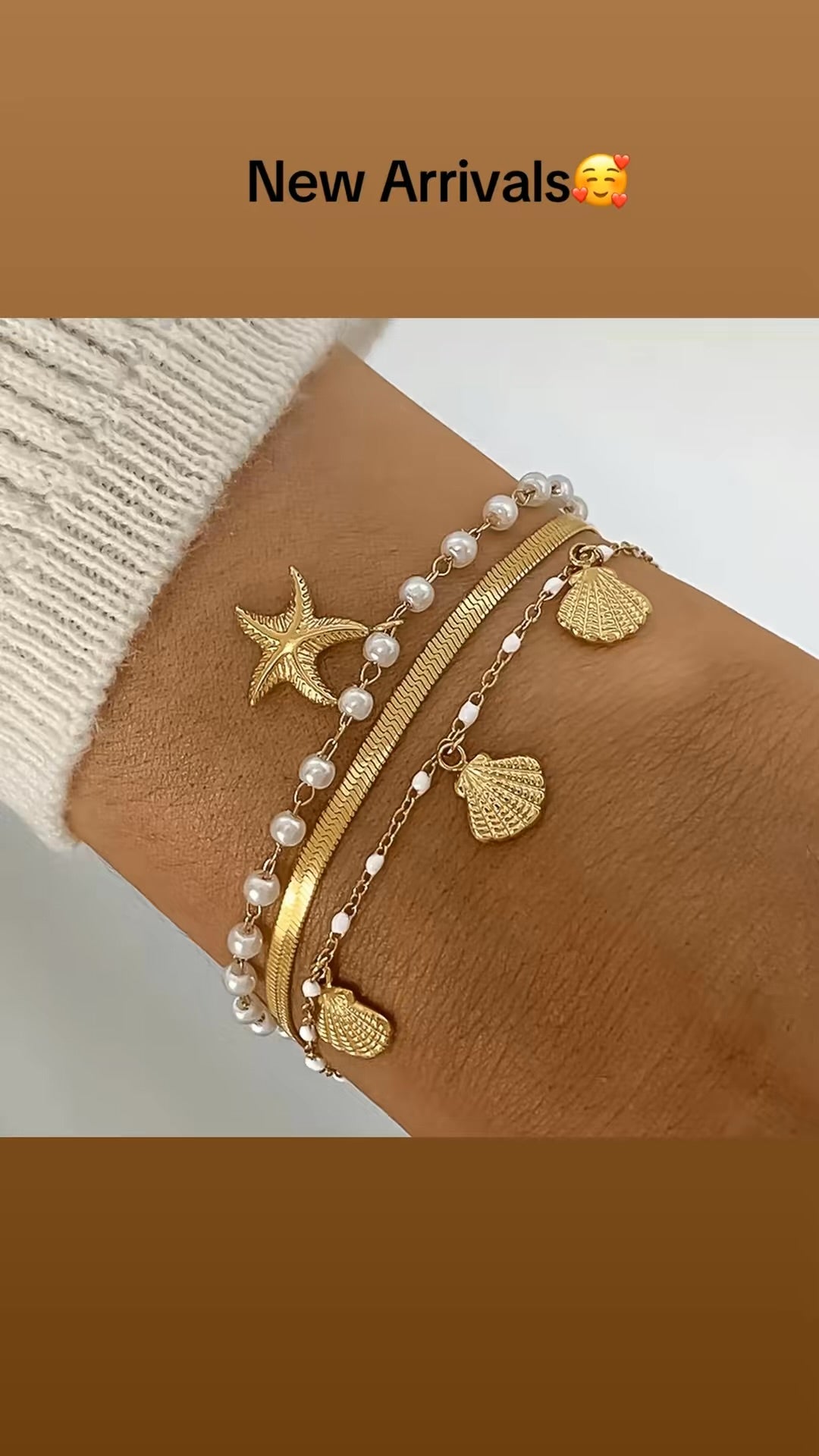 Seashell Kisses 3-Piece Bracelet Stack