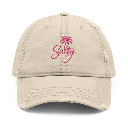 Salty Palm Embroidered Distressed Dad Hat
