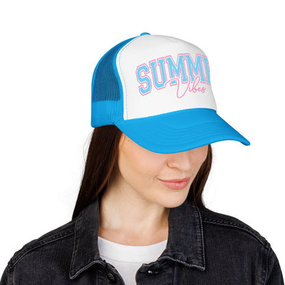 Summer Vibes Trucker Hat — Retro Pastel Foam Cap for Beach, Pool & Vacation