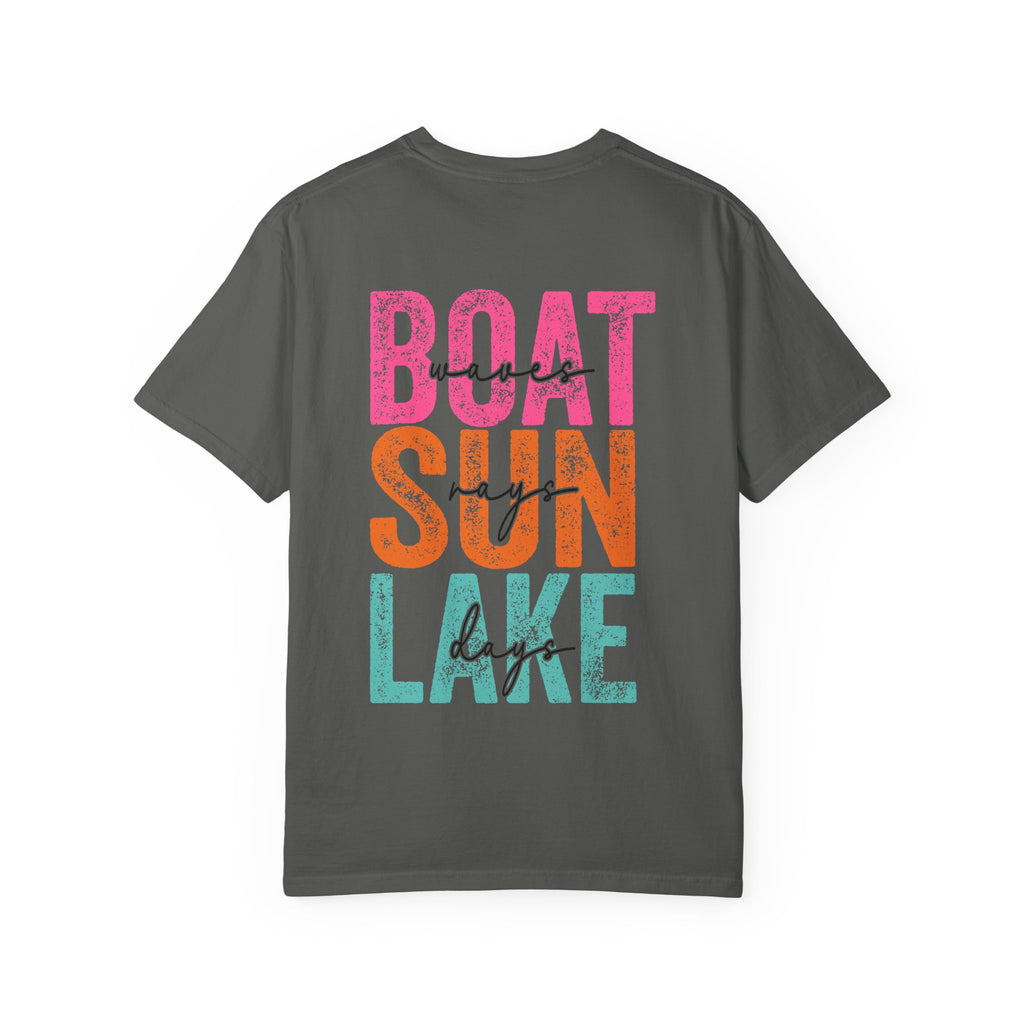 Lake Days T-Shirt — "Boat Waves Sun Rays" Retro Smile Graphic