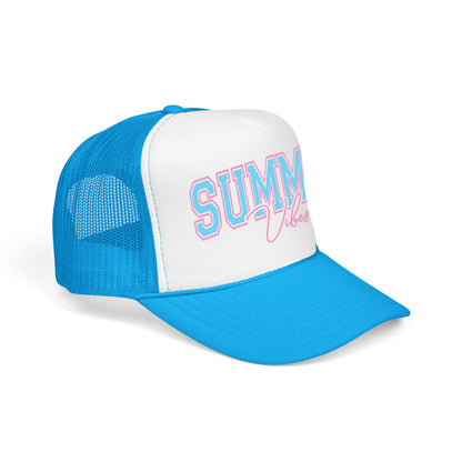 Summer Vibes Trucker Hat — Retro Pastel Foam Cap for Beach, Pool & Vacation
