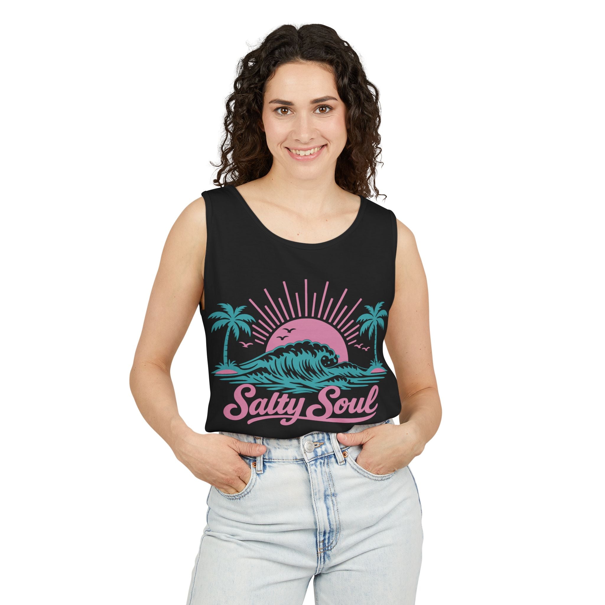 Salty Soul Beach Tank — Retro Surf Graphic Tank Top