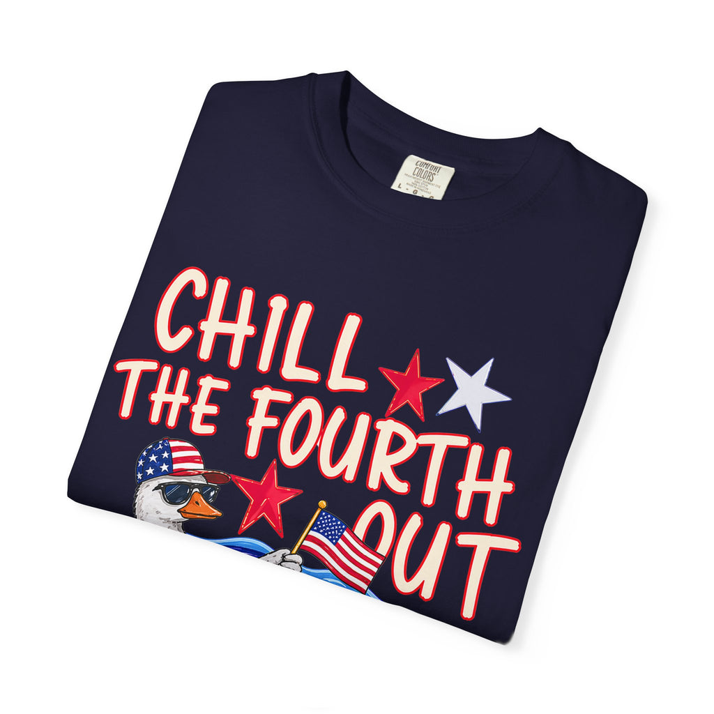 Fourth of July T-Shirt — "Chill the Fourth Out" Patriotic Pool Float Tee