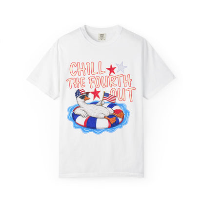 Fourth of July T-Shirt — "Chill the Fourth Out" Patriotic Pool Float Tee