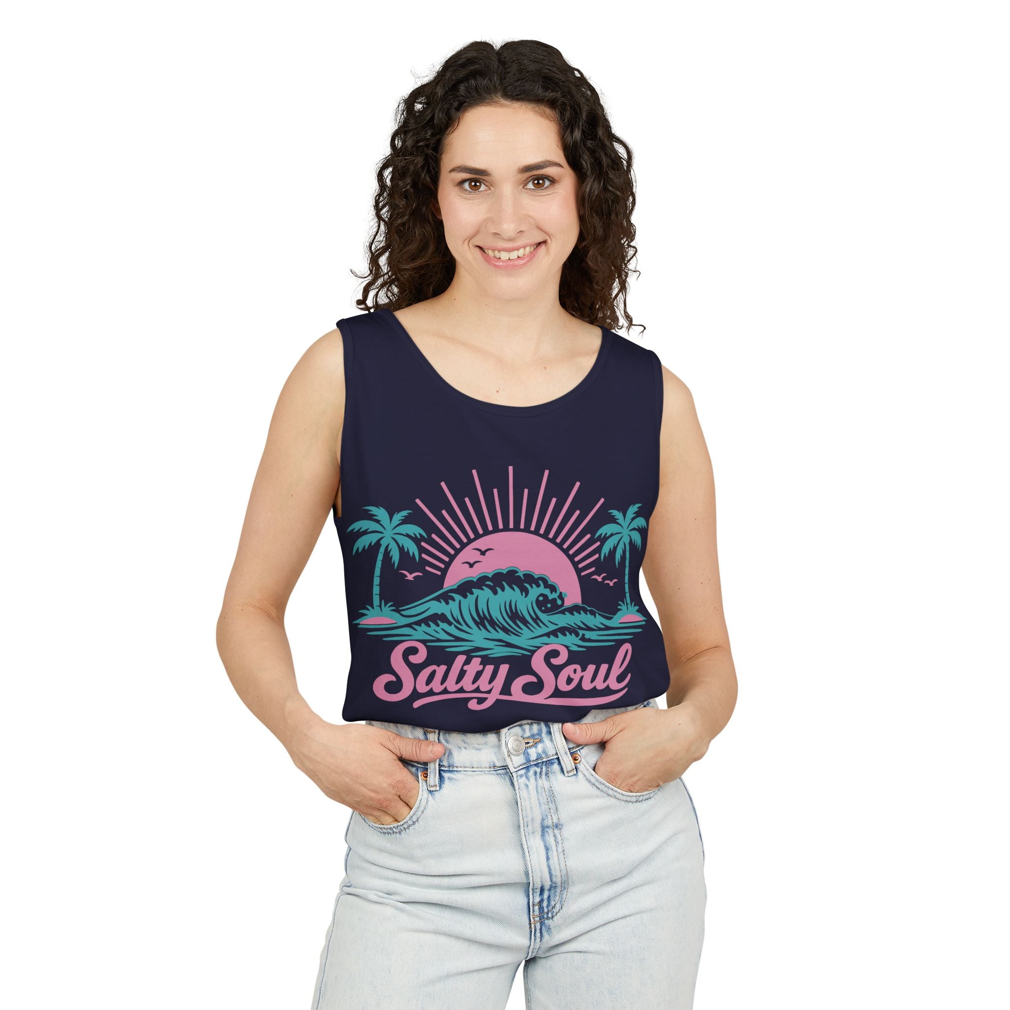 Salty Soul Beach Tank — Retro Surf Graphic Tank Top