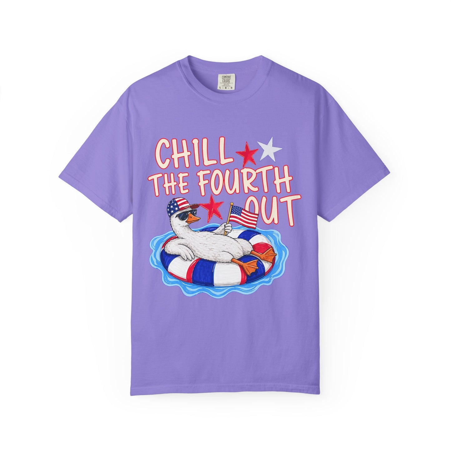 Fourth of July T-Shirt — "Chill the Fourth Out" Patriotic Pool Float Tee