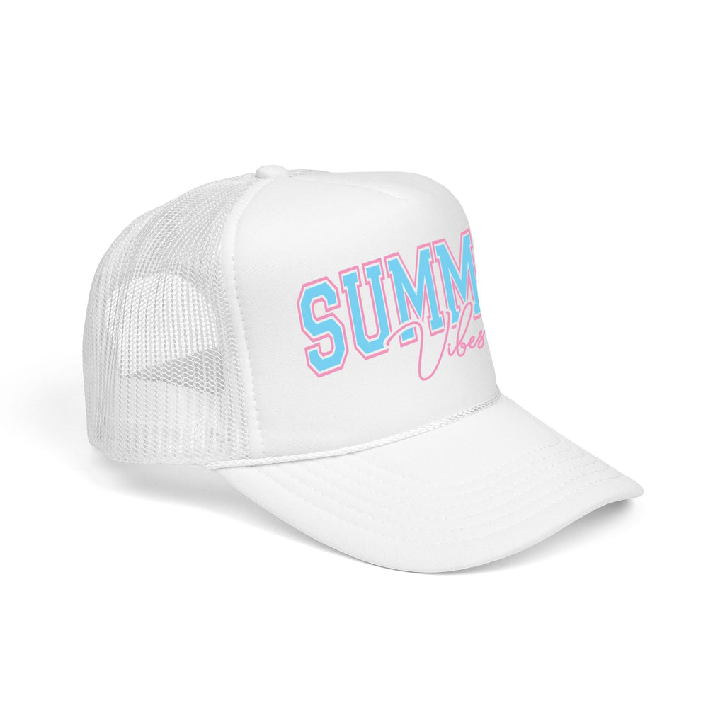 Summer Vibes Trucker Hat — Retro Pastel Foam Cap for Beach, Pool & Vacation