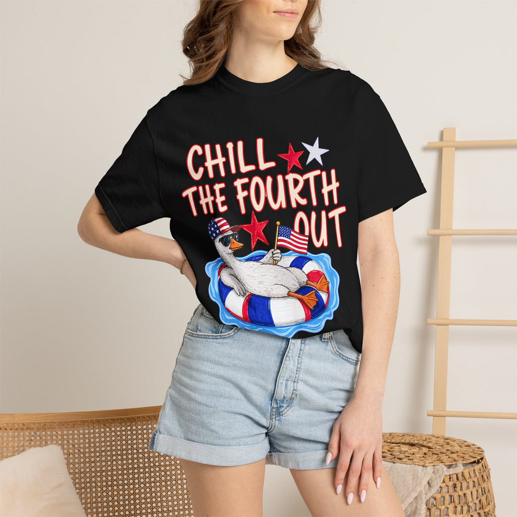 Fourth of July T-Shirt — "Chill the Fourth Out" Patriotic Pool Float Tee