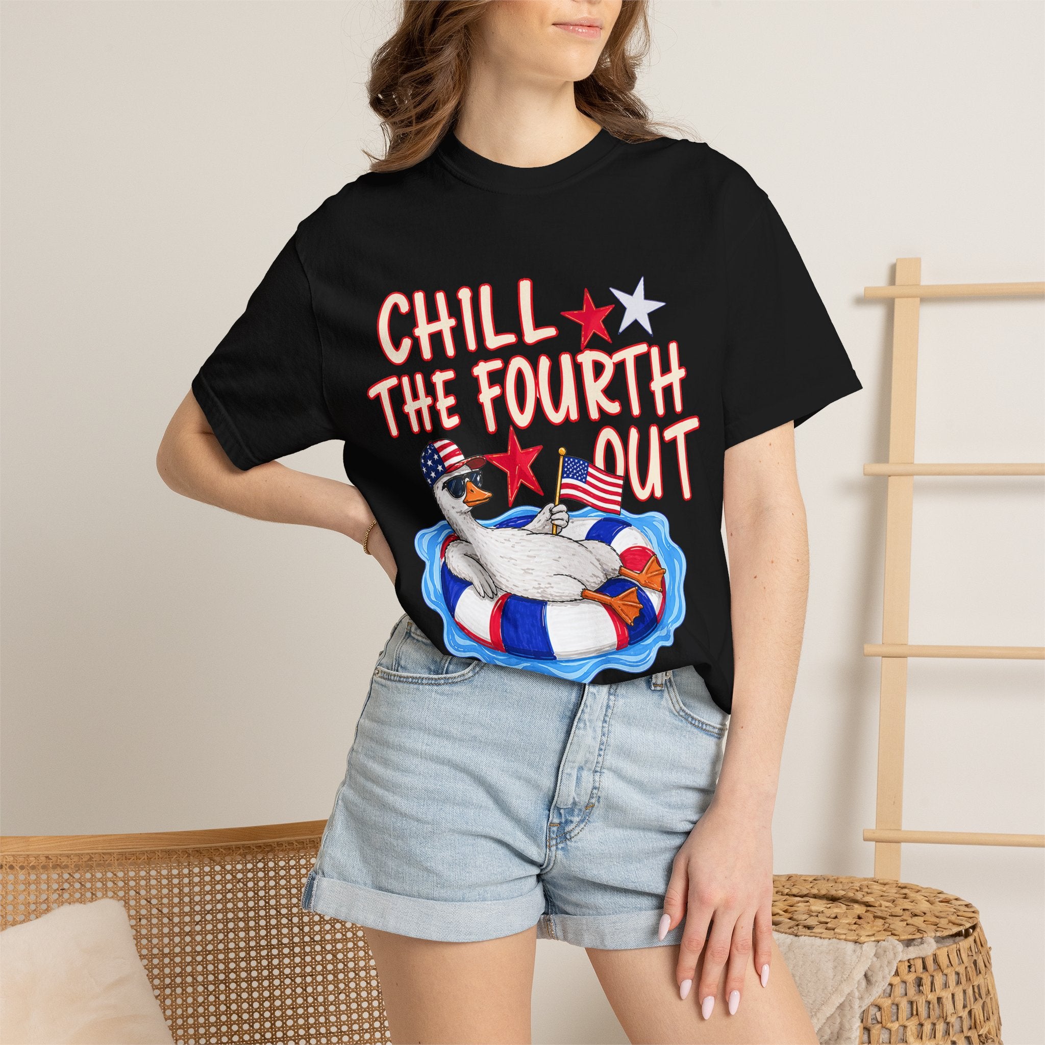 Fourth of July T-Shirt — "Chill the Fourth Out" Patriotic Pool Float Tee