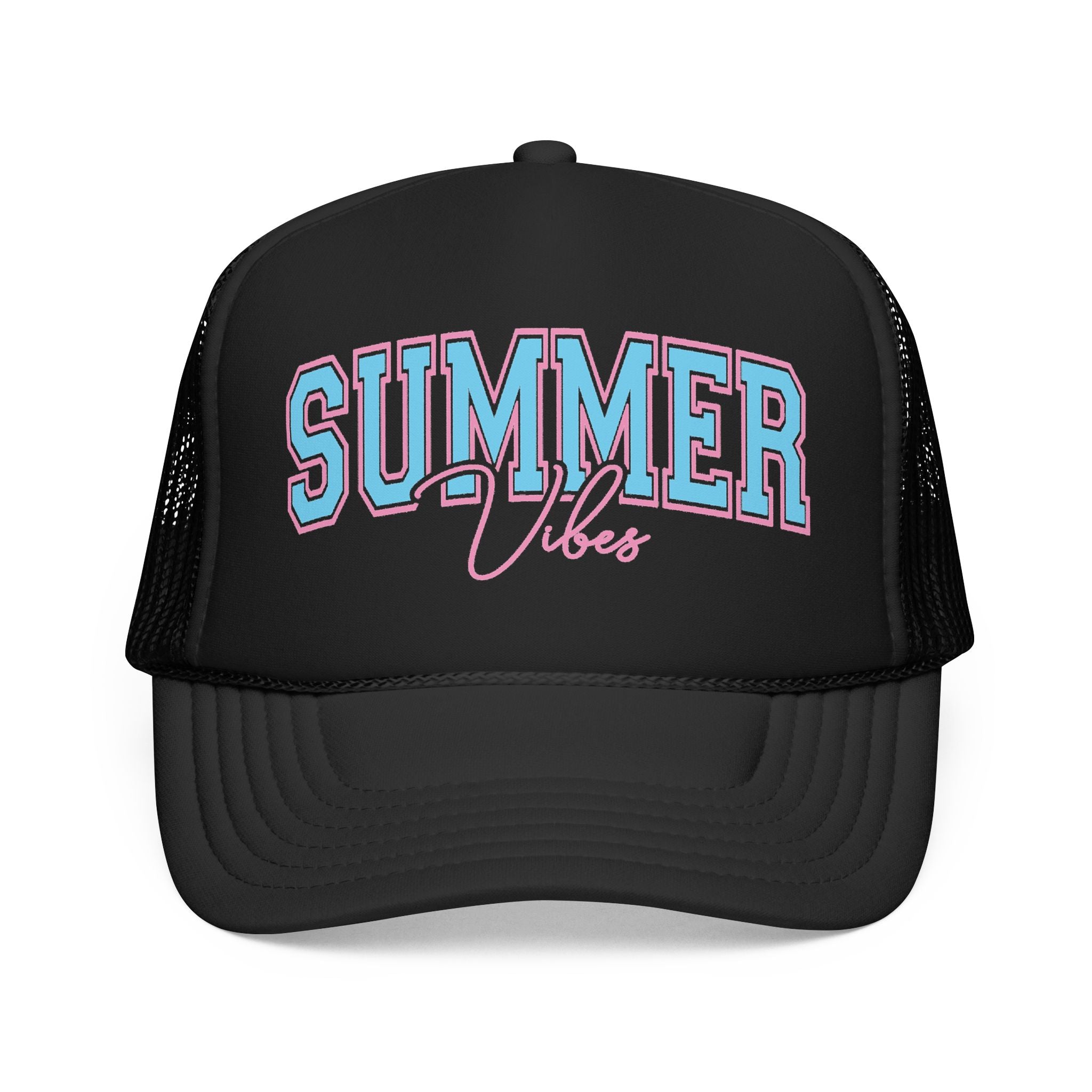 Summer Vibes Trucker Hat — Retro Pastel Foam Cap for Beach, Pool & Vacation
