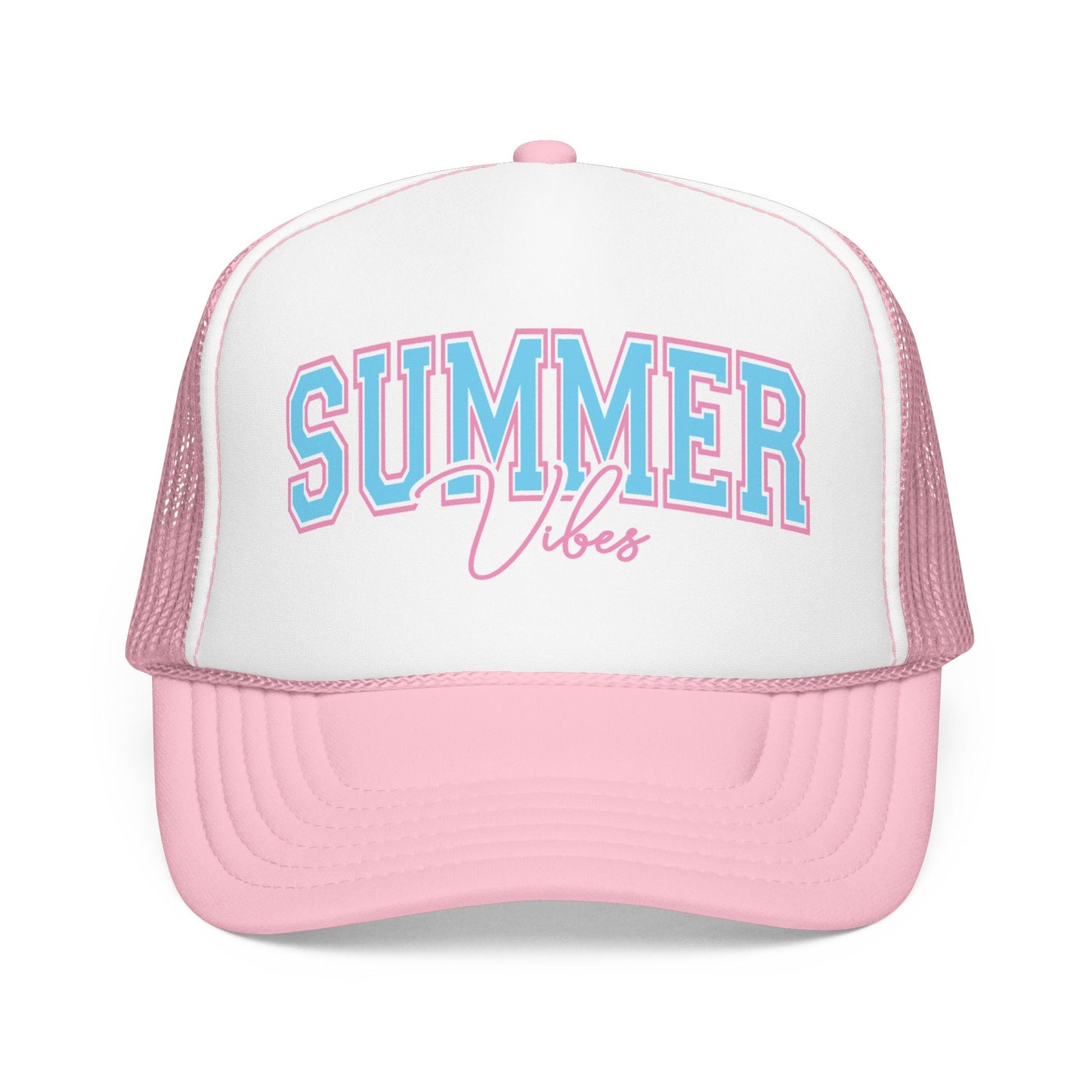 Summer Vibes Trucker Hat — Retro Pastel Foam Cap for Beach, Pool & Vacation