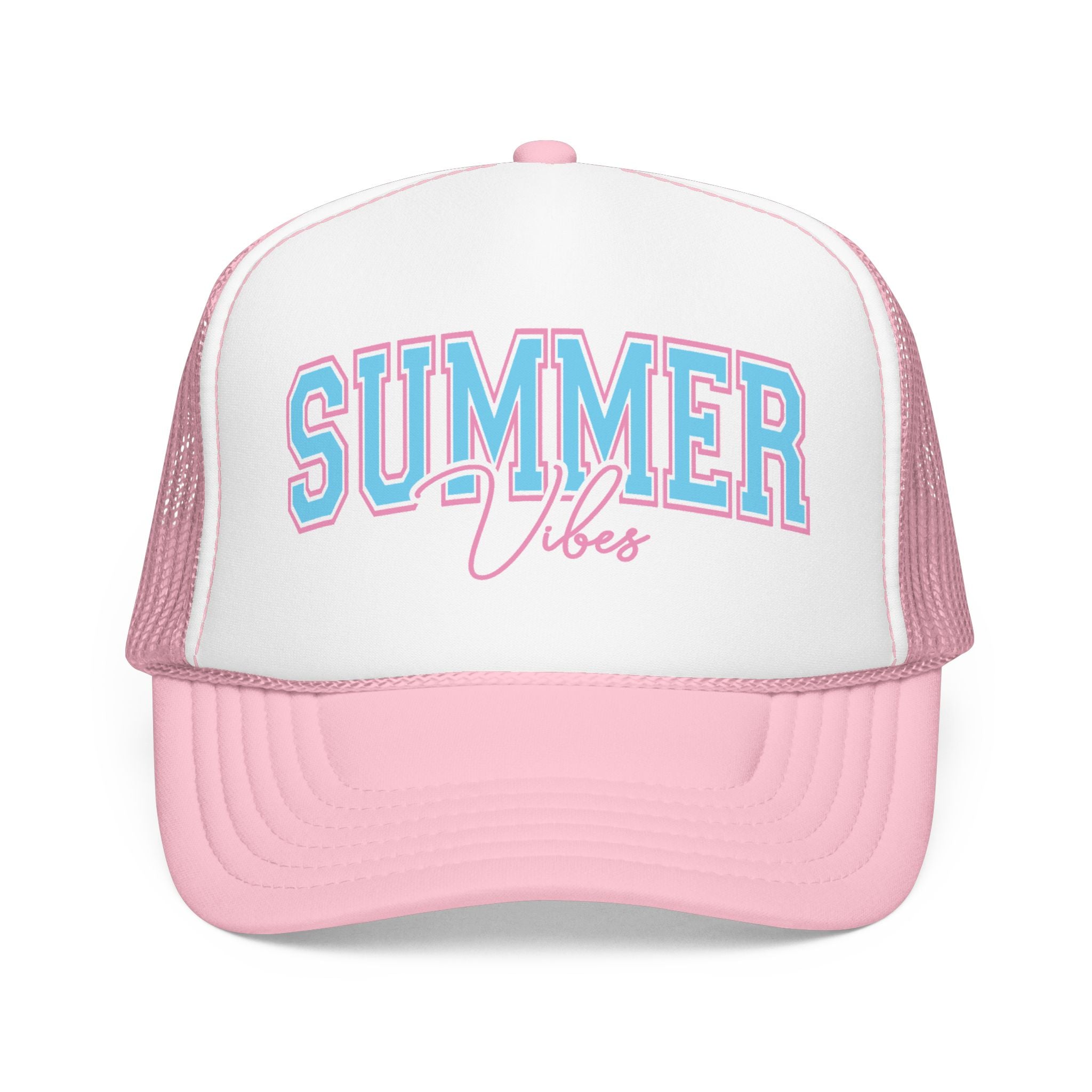 Summer Vibes Trucker Hat — Retro Pastel Foam Cap for Beach, Pool & Vacation